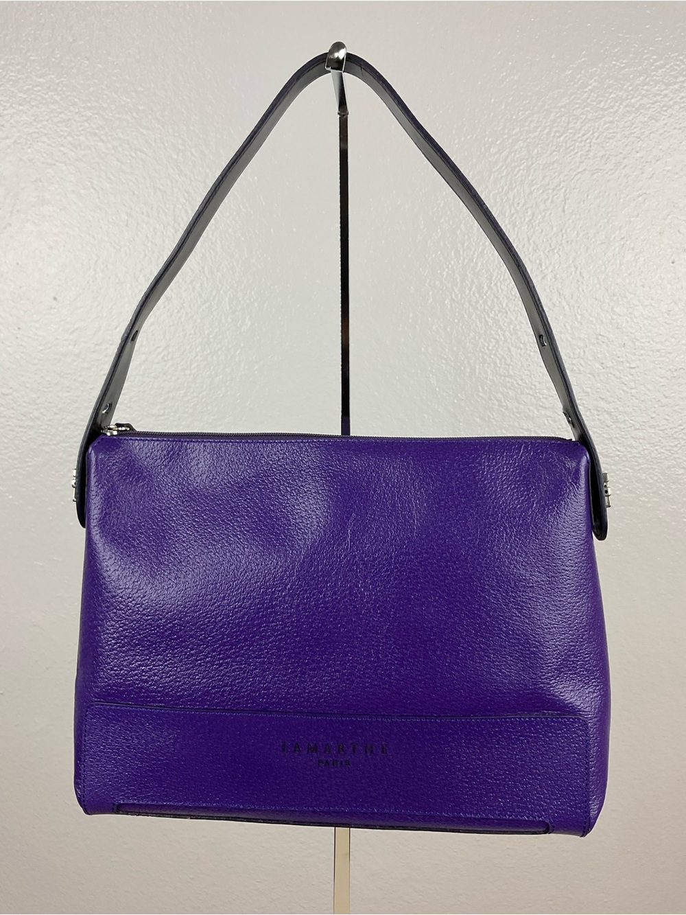 Vintage LAMARTHE PARIS Purple Pebbled Leather Shoulder Hobo Bag – EUC April 2006